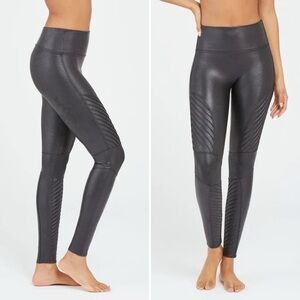 New Spanx Black Faux Leather Moto Leggings | Size Small